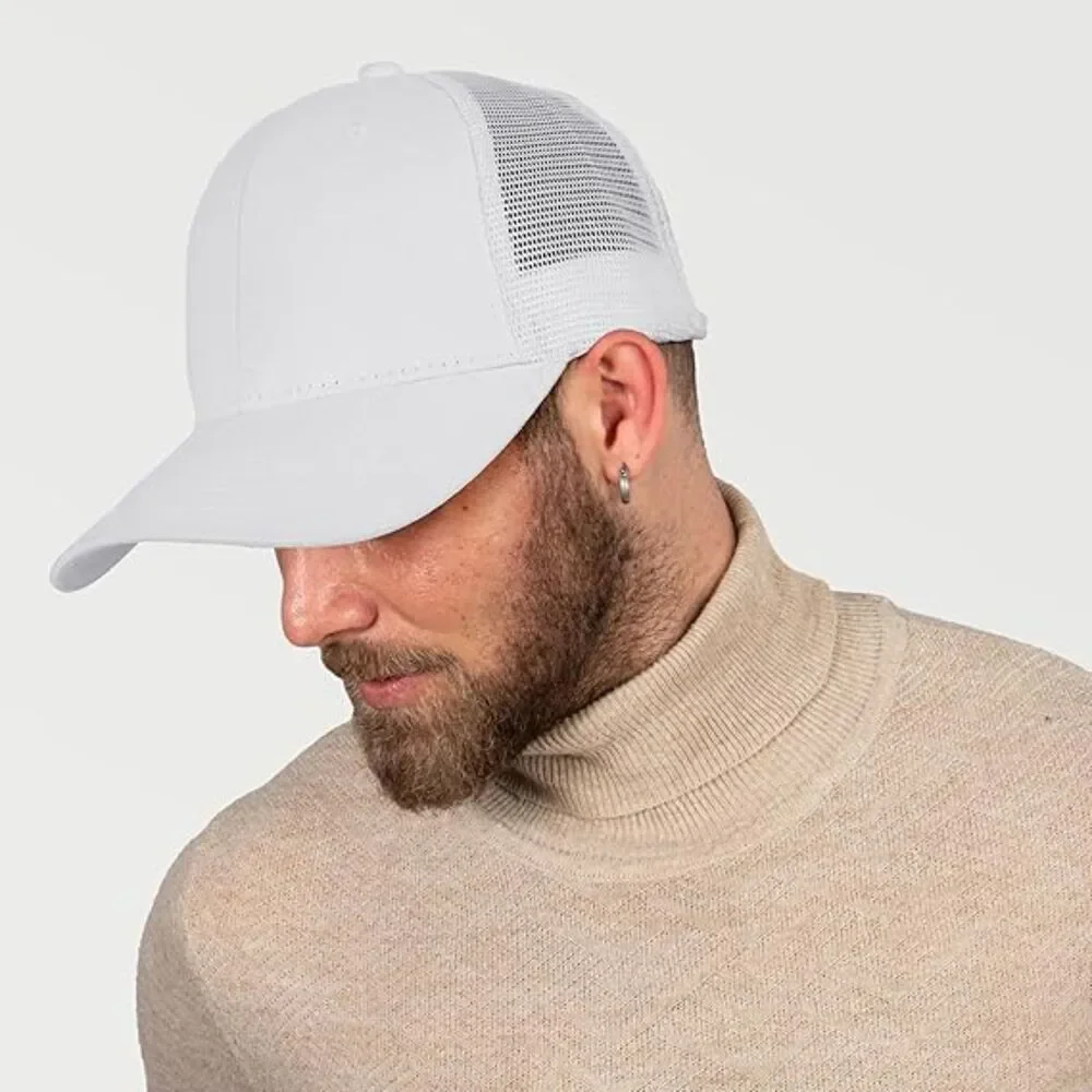 Unisex Mesh White Washed 100% Cotton Adjustable Size Strap Classic Baseball Cap